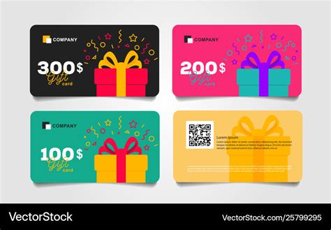 Shopping gift cards template set with gift box Vector Image