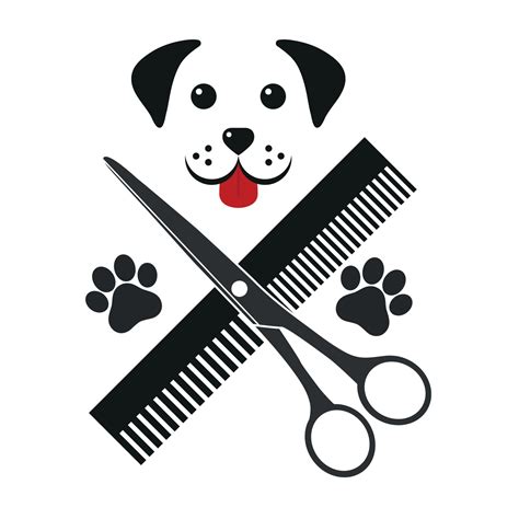 Dog grooming logo. Dog head with comb and scissors 5731530 Vector Art ...