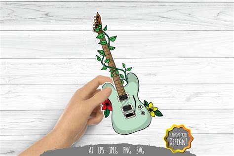 Floral Electric Guitar Sticker