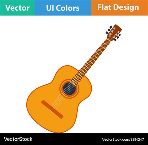 Flat design icon of acoustic guitar Royalty Free Vector