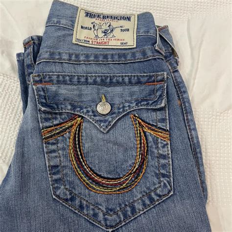 True religion straight/baggy fit jeans with rare... - Depop