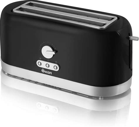 Swan 4 Slice Long Slot Black Toaster