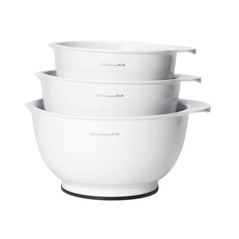 KitchenAid Plastic Set of 3 Mixing Bowls with Soft Foot in White - Walmart.com - Walmart.com