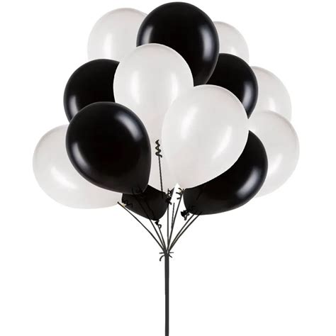 50 pcs 12inch Black and White Balloons, Latex Black Balloons and White Balloons for Birthday ...