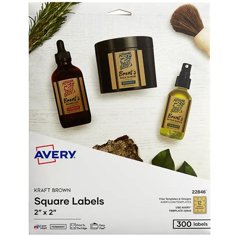 Avery® 22846 2" x 2" Kraft Brown Permanent Square Labels - 300/Pack