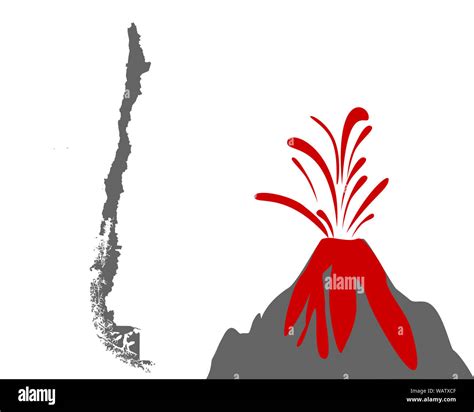 Map of Chile with volcano Stock Photo - Alamy