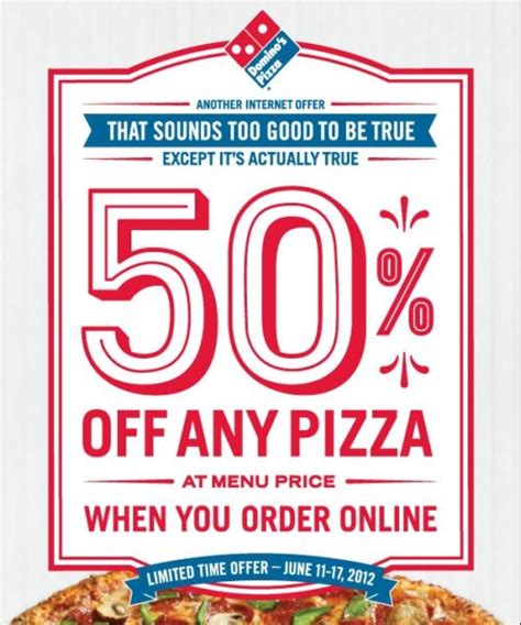 Dominos coupons 50% off -Buy one Get one Free on Dominos Pizzas with ...