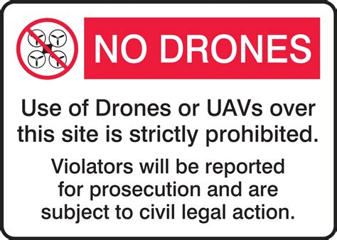 Drone Safety Sign: No Drones Use Of Drones Or UAVs Over This Site Is ...