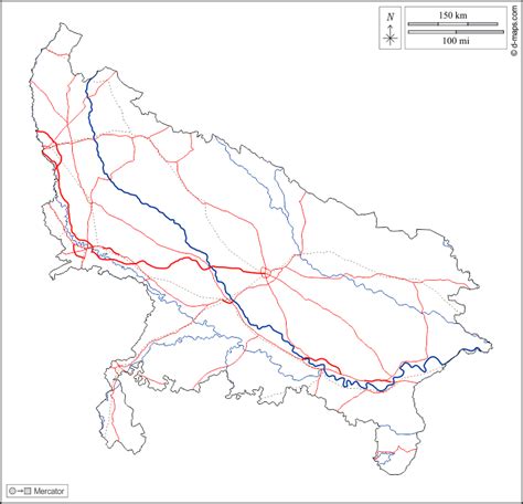 Uttar Pradesh free map, free blank map, free outline map, free base map ...