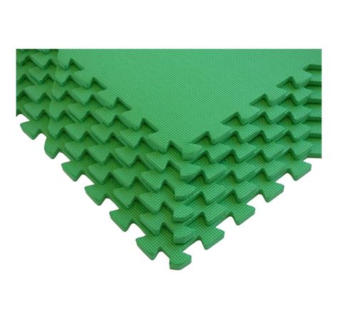 Square Brands - Soft Foam Floor Tiles for Gym - 96 sq. ft GREEN- Interlocking Thick Yoga Mat ...