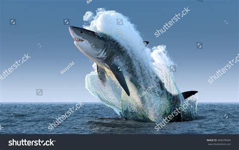 Shark Jumps Out Water Stock Illustration 369478949 - Shutterstock