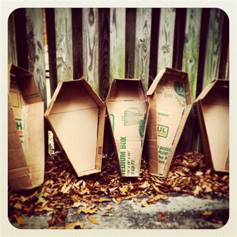 Homemade coffins! Made from cardboard boxes and tape. All they are missing is… | Halloween ...