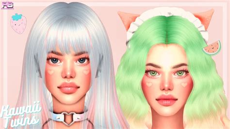 🌸 Kawaii Twins - CC FOLDER & SIM DOWNLOAD | Sims 4 CAS - YouTube