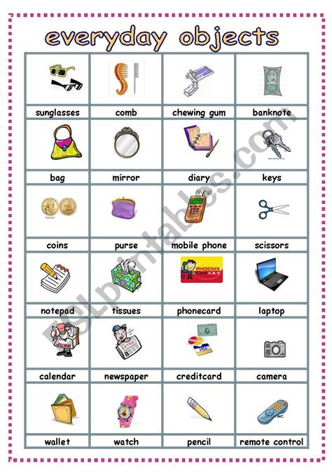 everyday objects pictionary - ESL worksheet by bburcu