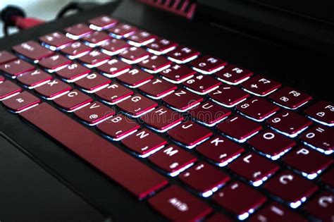 A red-black gaming laptop stock photo. Image of backlit - 119291402