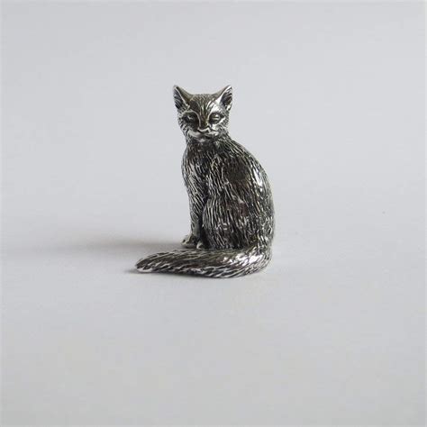 Cat sitting figurine, hallmarked sterling silver animal ornament: Amazon.co.uk: Handmade