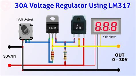 on video LM317 adjustable voltage regulator 0-30v 30A - electrical and electronics technology degree