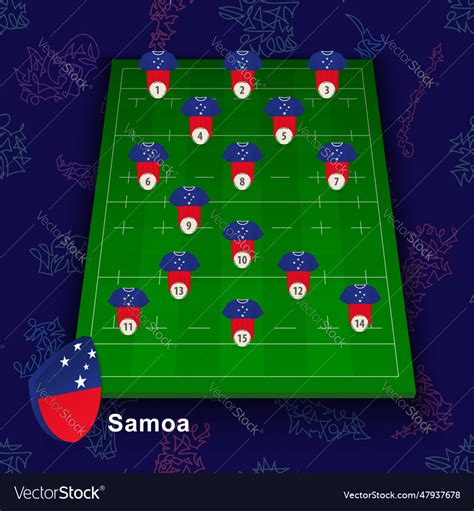 Samoa national rugby team on the rugby field of Vector Image