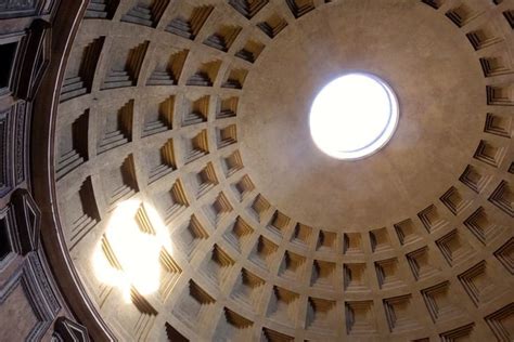 The oculus of the Rome Pantheon is wide open and when it rains in Rome, it rains inside the ...