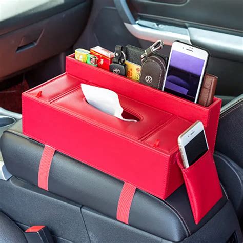 Multi function Car Armrest Box Storage Leather Auto Center Console Cushion Hand Supports Phone ...