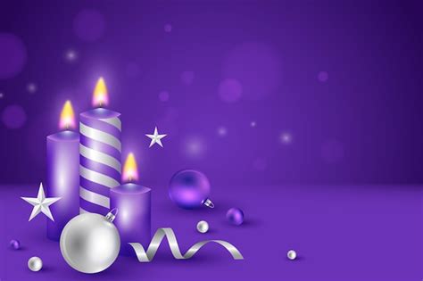 Free Vector | Realistic purple candles advent background