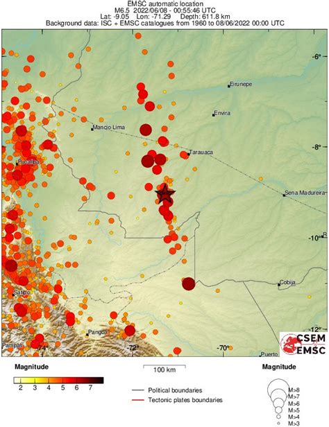 Deep M6.5 earthquake hits Peru-Brazil border region - The Watchers