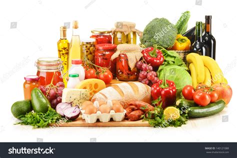 Assorted Grocery Products Including Vegetables Fruits Stock Photo ...