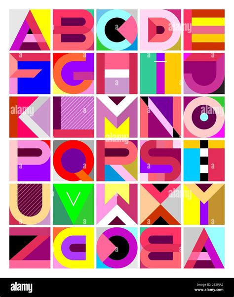 Vector multicolored decorative geometric font design. Abstract art ...