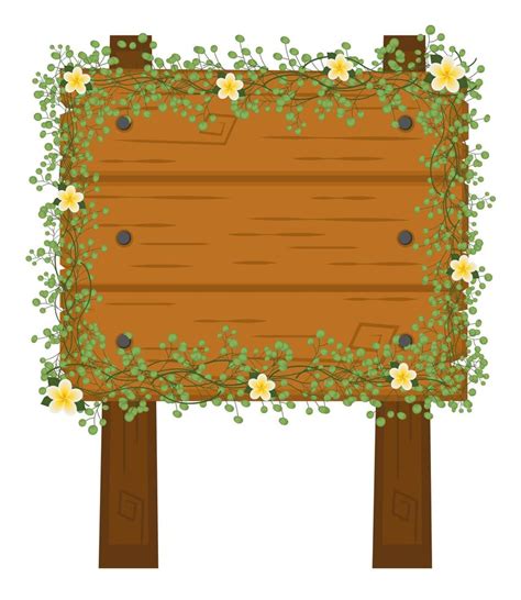 wooden sign with flowers 4816817 Vector Art at Vecteezy