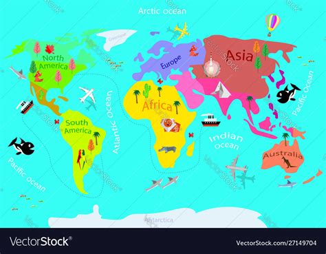 World Map For Kids With Countries