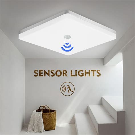 Ultra-thin Square LED Ceiling Lamp Living Room 110V 220V 36W 24W 18W Smart Human Motion Sensor ...