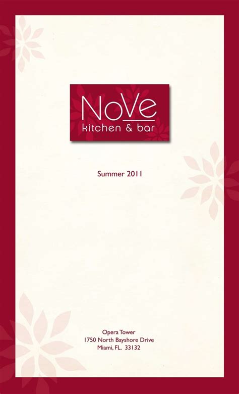 NoVe Kitchen & Bar Menu, Menu for NoVe Kitchen & Bar, Downtown Miami ...