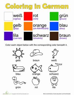 German Colors | Worksheet | Education.com | Learning german worksheets ...