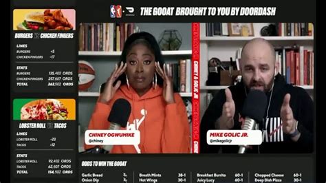 DoorDash TV Spot, 'Odds to Win the GOOAT' Featuring Chiney Ogwumike, Mike Golic Jr. - iSpot.tv