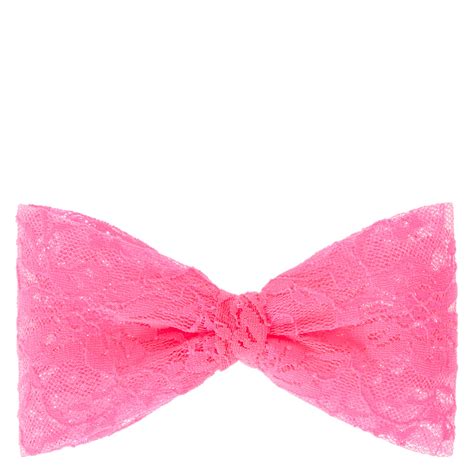 Large Neon Pink Lace Hair Bow | Claire's