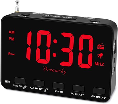 DreamSky Alarm Clock Radio for Bedroom, Small Digital Clock with Backup Battery Outlet Powered ...