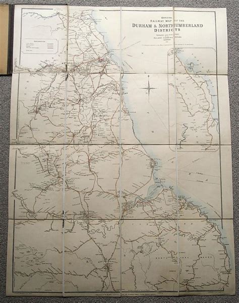 1911 OFFICIAL RAILWAY MAP of DURHAM NORTHUMBERLAND Newcastle on Tyne Yorkshire | #1778953202