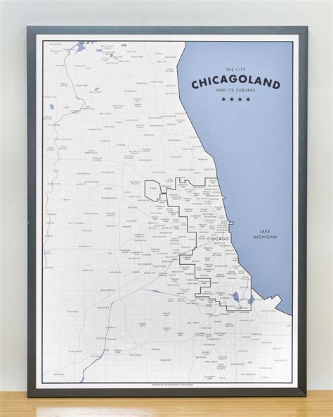 Chicagoland - a Map of Chicago and its Suburbs 18" x 24" Poster