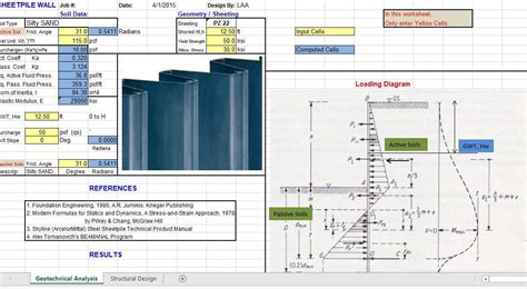 Sheet Pile Design Spreadsheet - MALAUKUIT