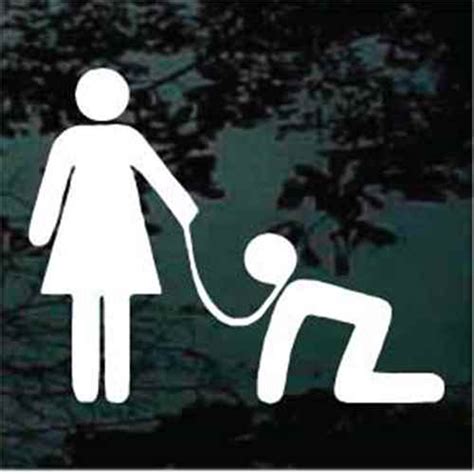 Woman With Man On Leash Decals & Stickers - Decal Junky