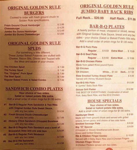 Menu at Golden Rule BBQ & Grill, Trussville, 120 S Chalkville Rd