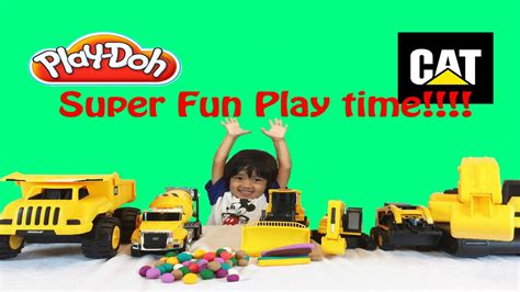 Ryan plays with Play doh Construction Vehicles for Children - Video Review - YouTube