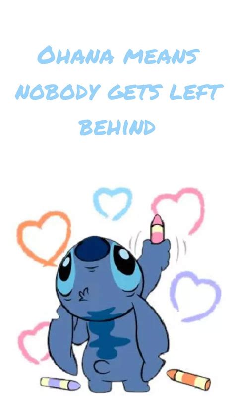 Download Adorable Drawing Stitch Ohana Quote Wallpaper | Wallpapers.com