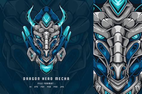 Dragon Head Mecha - Vector | Animal Illustrations ~ Creative Market