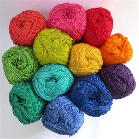 Mercerised Cotton Yarn in one each of 12 Rainbow Colours