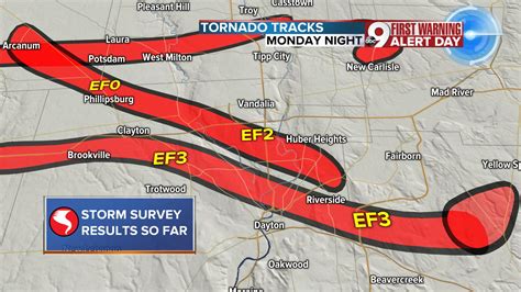 MAP: Tornado paths from Monday's storms