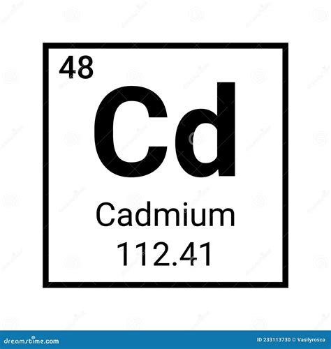 Cadmium As Element 48 Of The Periodic Table 3D Illustration On Blue ...