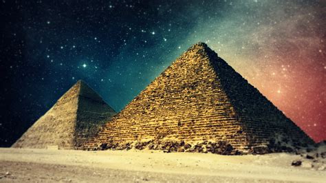 Landscapes Egypt digital art pyramids night sky wallpaper | 1920x1080 ...