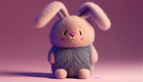 Premium AI Image | Fluffy bunny cartoon character on solid background p