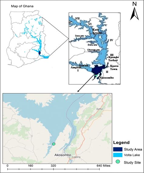 Map of Lake Volta showing the study area | Download Scientific Diagram